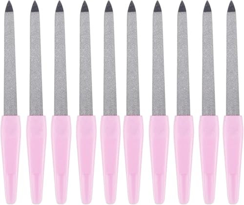 AMANDELIZABE Lima per unghie diamantata, 11 confezioni di lime per unghie professionali, lima per unghie doppia, manicure in metallo con manico antiscivolo, lima per unghie per manicure professionale