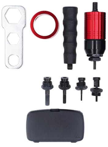 Elektrischer Nietmutternpistolen-Adapter, Sechskantschaft für Ratschen und Bohrer, 5 Mutterngrößen, Mutternpistolen-Adapter, Stabiler Werkzeugkoffer Im Lieferumfang Enthalten,