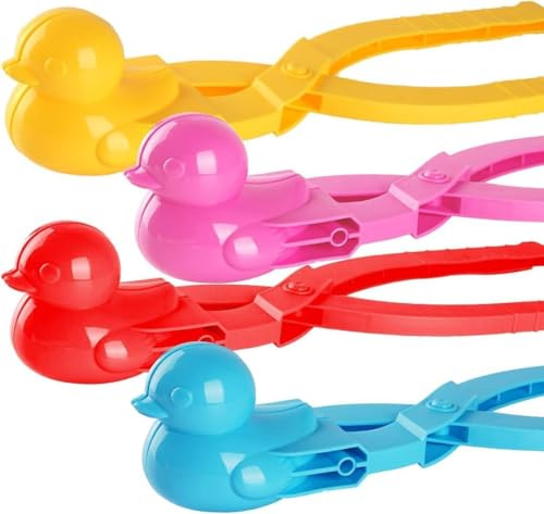 Geschenkehöhle Schneeballformer Ente – Robuste Schneeballzange für perfekte Entenformen | Winterspielzeug für Kinder & Erwachsene (Gelb)
