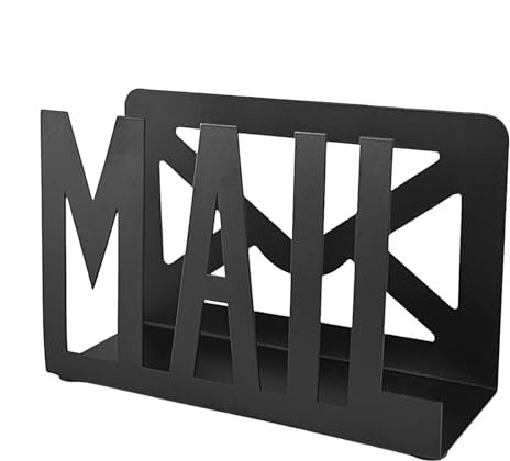 Briefhalter – doppelseitiger Schreibtisch-Post-Organizer | 230 g ausgeschnittenes Post-Design | Arbeitsplatten-Briefhalter für Rechnungen, Umschläge, Dokumente, schwarzer Briefsortierer aus Metall