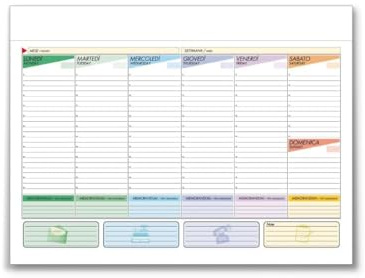Planning da Tavolo Pianificazione Settimanale, con Giorni e Orari, Spazio per Note ed Appunti.