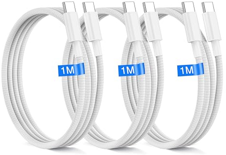 iPhone 15 16 Câble USB C vers USB c 1M Lot de 3 Câble USB-C Charge 60W câble USB Type C Nylon Tressé Câble Chargeur Cordon Rapide Chargeur Type C Câble pour Samsung S24/S23 Ultra iPad Pro/Air