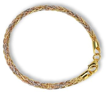 LOEXZAH Pulseras de oro italiano de 18 quilates para mujer, pulsera de cadena de oro italiana, pulseras de plata para hombre, pulsera de eslabones cubanos, regalo de boda bizantino para mujer y