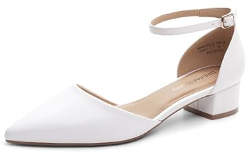 DREAM PAIRS Zapatos Vestir Tacón Bajo,Size 36.5,Blanco,DWUMPU2569