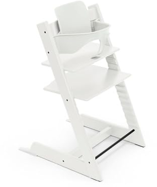 Stokke Tripp Trapp Hochstuhl, White (inklusive Stuhl & Baby Set2) mit Newborn Set (Grey) - Sicheres, verstellbares, ergonomisches Design