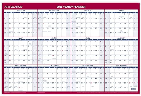 AT-A-GLANCE 2026 radierbarer Kalender, trocken abwischbarer Wandplaner, 91,4 x 61 cm, groß, vertikal, horizontal, wendbar (PM26P2826)