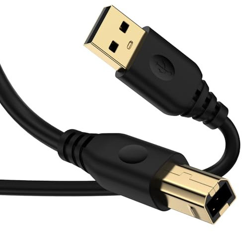 Cable de impresora 2 m, cable USB A a USB B, cable USB 2.0 tipo B para impresora PC, cable de escáner para HP, Canon, Epson, Dell, Samsung, Pixma, Lexmark, Xerox, Brother