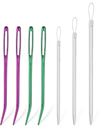 svpfuo 7 stycken pluggnålar, 3 färger ullnål, synålar, lämplig för tröjor sömnad stickad ull handsömnad läder gör-det-själv stickning, sticknålar set sticknålar för ull ullnålar för att sy ihop