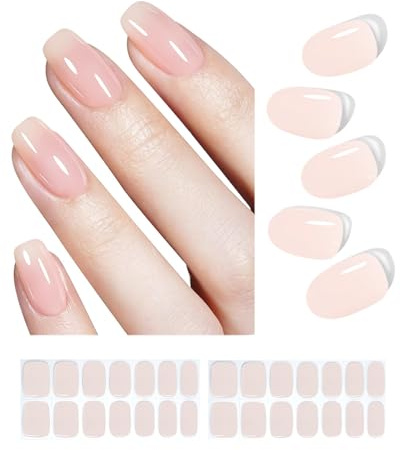 Unghie Gel Adesive UV, 30 PCS Smalto Adesivo Gel UV, Nude Trasparente puro Pellicola per Unghie Autoadesiva