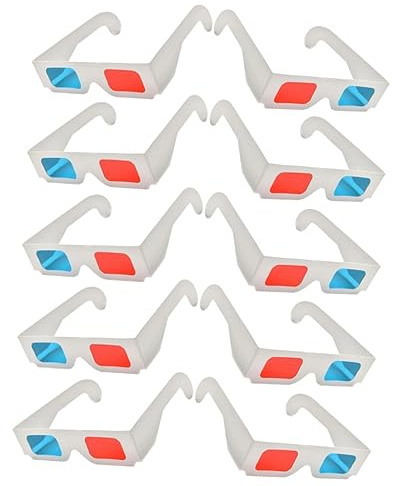 Gafas 3D de Papel Rojas y Azules 10 Unidades para Cine | Películas y Vídeos, Formato Ligero y Portátil, Uso Sencillo, Tamaño Infantil