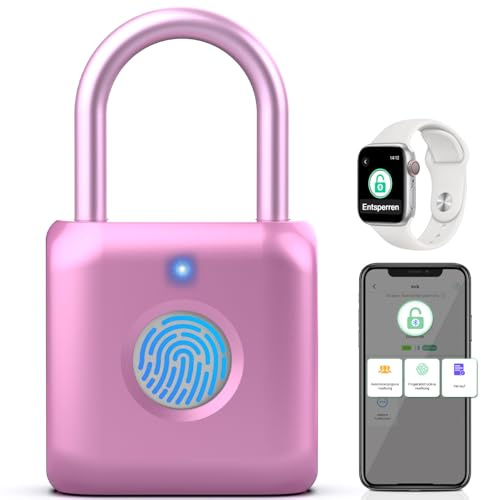 Anweller Cadenas à empreintes digitales pour casier de salle de sport, cadenas à empreintes digitales avec application, résistant aux intempéries, pour casier, hangar, école, salle de sport