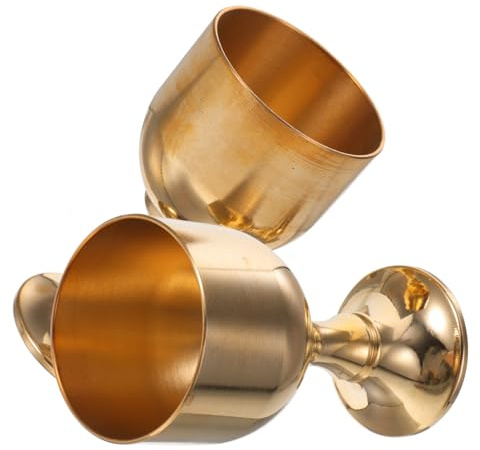 EPIGEIST 2 pezzi Bicchieri Vintage in Ottone per Liquori Calici Decorativi Multifunzionali con Finitura Liscia da Vino Eleganti per Uso Quotidiano e Regalo