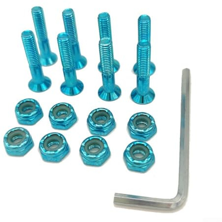 babominimer Lot de 8 vis et écrous de skateboard de 2,5 cm avec clé, boulons de camion de 25 mm pour skateboards et longboards (bleu)