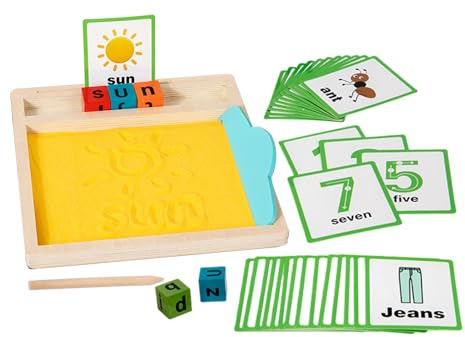 Sand Tray Toys Wooden - Letter Writing Sand Box,Sensory Game for Word Learning Kindergarten Special Education Classroom Girls Son Daughter