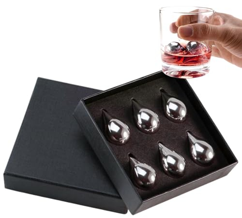 Hielos De Acero Inoxidable | 6 Piezas Reutilizables Forma De Lágrima,Piedras De Enfriamiento Para Bebidas Whisky - Para Soda Whisky Regalos Caseros