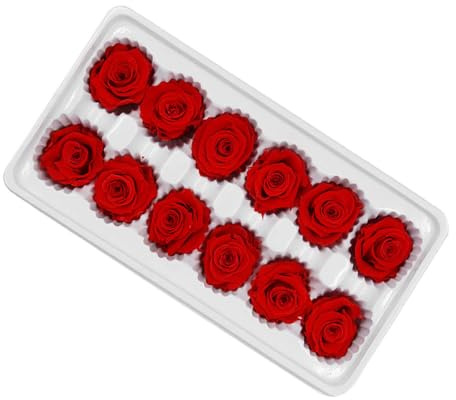 LIFKOME 12 Rose Stabilizzate Immortali Rosse Decorazione per Matrimonio Feste Compleanni Accessorio per Bouquet Regalo Speciale