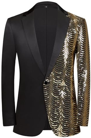 Blazer à Paillettes Homme Chic et Elegant Slim Fit Formal Veste Blazer Homme Paillettes Sequins Coupe Droite Blazers de Costume Hommes Cadeau Vintage Costumes et Vestes de Carnaval pour Mariage Fête