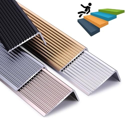 Stair Nosing Profile Edging,Shape Non-Slip Stair Edge Profile Edging Strip, Edge and Corner Protectors, Stair Edge Protector Anodized Aluminum Stair Edging-Gray||10x3cm