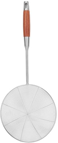 Luocute Passoire Araignée, 18,7 Pouces, Louche D'écumoire en Acier Inoxydable 304, Ustensile de Cuisine, Passoire à Pâtes, Cuillère avec Manche en Bois pour la Cuisson et la Friture