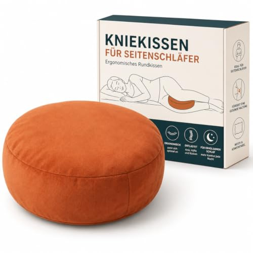 Generisch Kniekissen für Seitenschläfer – Orthopädisches Kissen zum Schlafen, Rund & Ergonomisch, mit Naturfüllung, Kissen Seitenschläfer, Kniekissen zum Schlafen zur Entlastung von Hüfte & Rücken