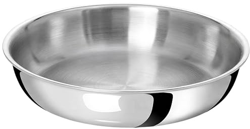 TeCuisine Poêle Inox 18/10 Triply – 24 cm – Sans Manche – Sans Revêtement – Sans PFAS, PFOA, PTFE – Compatible Tous Feux Dont Induction – Cuisson Saine et Durable