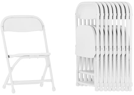Flash Furniture Timmy Kids Plastic Folding Chairs for Pre-K through Kindergarten, Children's Folding Chairs for Daycare and Events, Set of 10, White