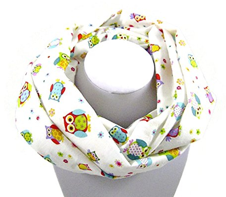 Kinder-Loop Schlauchschal BUNTE EULEN auf cremeweiß- 100% Baumwolle - bettina bruder®