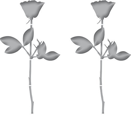 Rose 20cm Car Window Mirror Sticker Tattoo die cut decals vinyl adhesive Deco Foil Depeche Mode - 2 Pcs silver metallic