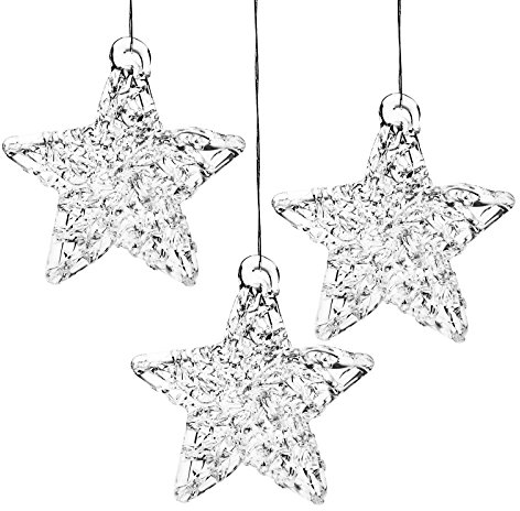 SIKORA BS407 Stern Christbaumschmuck Glas Figur Weihnachtsbaum Anhänger 3er Set