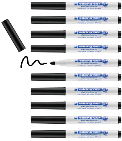 edding 661 – Marker für Whiteboard Schwarz, 10er pack