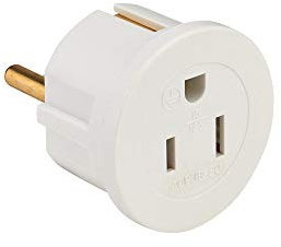 DEBFLEX - Adaptateur USA/Europe - Adaptateur de Voyage Pour Brancher Fiche Américaine sur Prise Européenne - Blanc