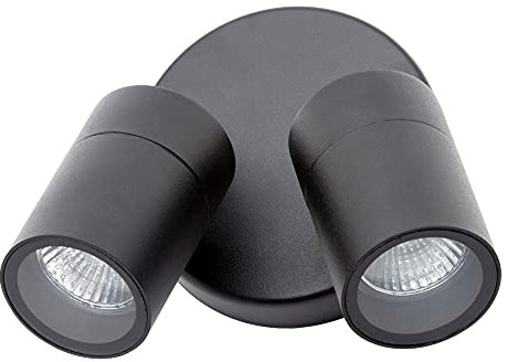 LITECRAFT Kenn Wall Spotlight Outdoor Adjustable Garden GU10 Twin Light - Black