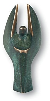 Butzon & Bercker Schutzengel aus Bronze, 7,5 cm - Bronzefigur Engel als Taufgeschenk, Kommunion & Firmung - Abstrakte Engelsfigur mit Patina