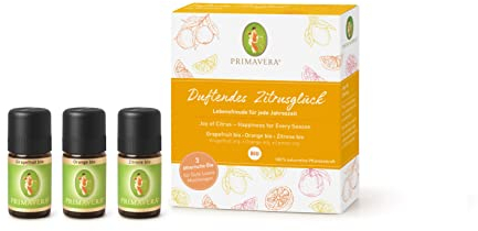 PRIMAVERA ätherische Öle Set Duftendes Zitrusglück - Geschenkbox 3 x 5 ml Zitrone, Orange, Grapefruit - Aromaöl, Duftöl, Aromatherapie, Geschenke - vegan