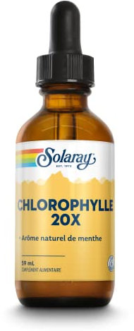 Solaray Chlorophylle 20x Liquide | Purifier, Cure Détox, Renforcer | ultra concentré | Chlorophylle cuivrique | Extraite de la feuille de murier | 83 doses (1 dose = 30 gouttes) flacon de 59ml
