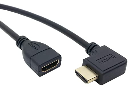 ChenYang Verlängerungskabel, rechtwinklig, 90 Grad, HDMI 1.4 mit Ethernet und 3D-Typ-A-Stecker auf A-Buchse, 0,5m
