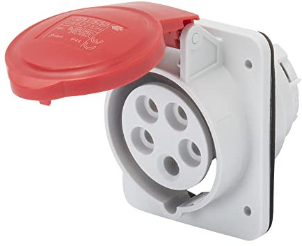 GEWISS - GW62210H Presa Fissa da Incasso a 10° Hp, IP44/IP54, 3P+N+T 16A 380-415V 50/60Hz, Rosso, 6H, Cablaggio a Vite
