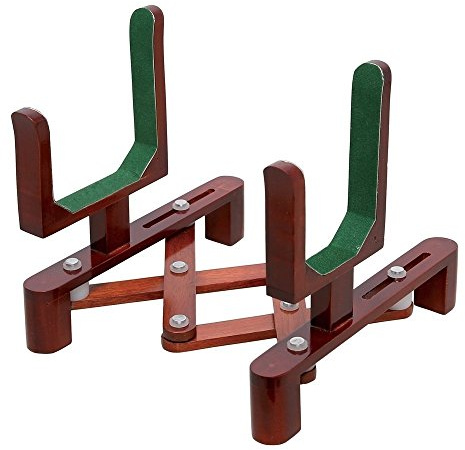 GEWA Violin- und Violatischständer Holz - Filzauflage - Ausziehbar bis 16 cm - Scherenständer - Dunkelbraun