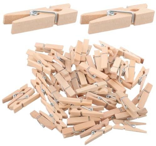 ULTNICE 100 Stück Holzklammern Wäscheklammern mini Dekorativer Klammer Holz Handwerks Foto Clip 3.5 x 1CM