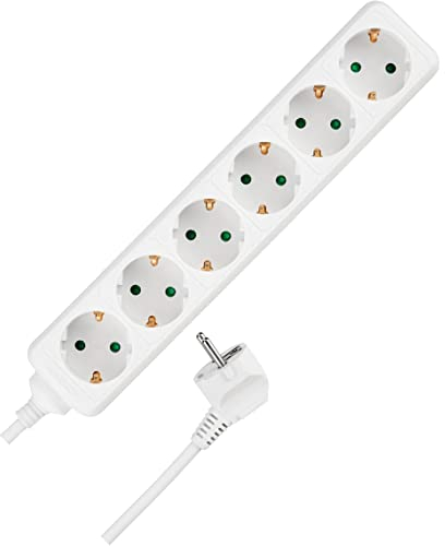 REV Steckdosenleiste - Mehrfachsteckdose 6-Fach, max. 3500W, 3m, weiß