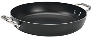 Pentole Agnelli ALSA110SS24 Alblack Tegame in Alluminio, Spessore 3 mm, con 2 Manici in Acciaio Inossidabile, 24 cm, Nero