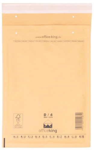 OfficeKing 600 x Luftpolstertaschen braun Gr. D/4 (200x275 mm) DIN B5 C5+ - Marken-Qualität