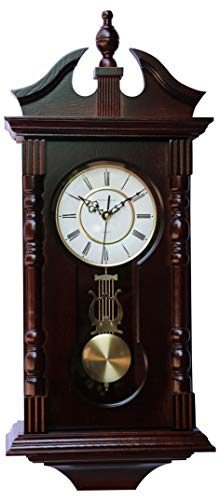 vmarketingsite Grandfather Wood Wall Clock with Westminster Chime. Pendulum Wood Traditional Clock. Makes a Great House Warming or Birthday Gift Clock Chimes Every Hour.