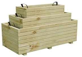 Forest Style Lot de 3 bacs à Fleurs rectangulaires en Bois Baroque - 245 L - Cerland