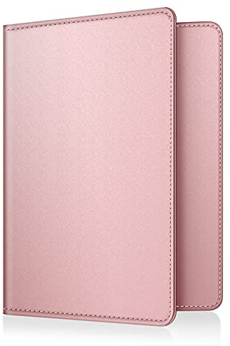 FINTIE Reisepass Impfpass Schutzhülle - Premium Kunstleder Reisepasshülle Travel Organizer mit RFID-Blockier für Kreditkarten, Ausweis, Reisedokumente Damen Herren, Roségold