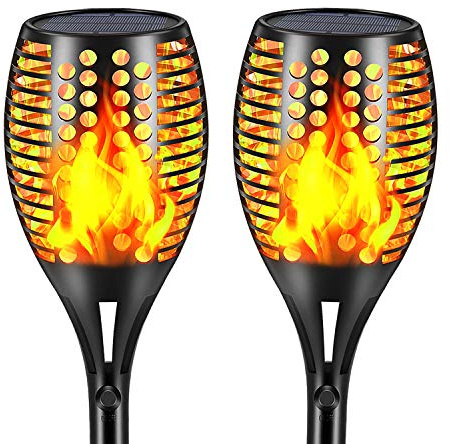 Solar Lights Upgraded, Waterproof Flickering Flames Torches Lights Outdoor Solar Spotlights Landscape Decoration Lighting Dusk to Dawn Auto On/Off Security Torch Light for Patio Driveway (4) (2)