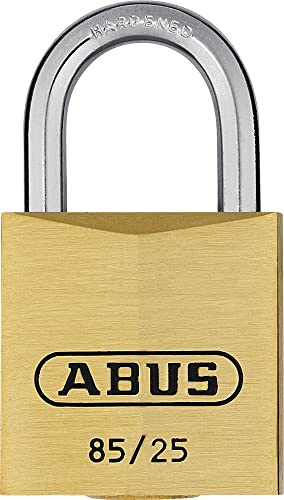 ABUS Vorhängeschloss Messing 85/25 gl.-0250 - gleichschließend - für Kellertüren, Schuppen u. v. m. - wetterfest - gehärteter Stahlbügel - ABUS-Sicherheitslevel 4 | Massiver Messingleib, gehärteter Stahlbügel mit Nano Protect - für Keller, Schuppen, Spinde - Bügel-Ø 4 mm