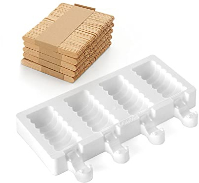 silikomart | GEL04M Silikonform für Speiseeis MINI TANGO, antihaftbeschichtet, 4 Stück, Packung mit 1 Form für Süßigkeiten, Easy Ice Cream, 67 x 33 mm, h 22 mm, Volumen 144 ml, Made in Italy