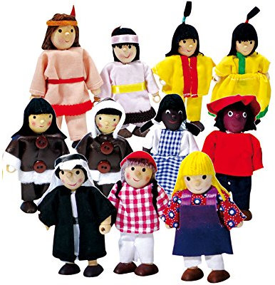 Winzling „Weltkinder“ – 11-teiliges Set aus Holz & Stoff – Flexible Biegepuppen für Rollenspiele
