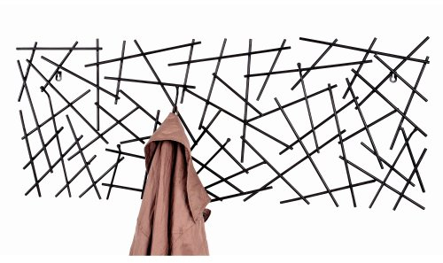Haku Wandgarderobe Sticks 42862 mit 6 Garderobenhaken Schwarz 100cm Breit